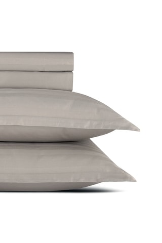 Katoensatijnen Overtrekset Dobby - Taupe