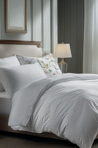 Parure de draps en satin de coton  Dobby - Blanc