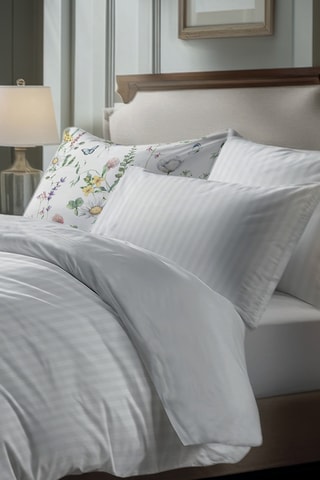 Parure de draps en satin de coton  Dobby - Blanc