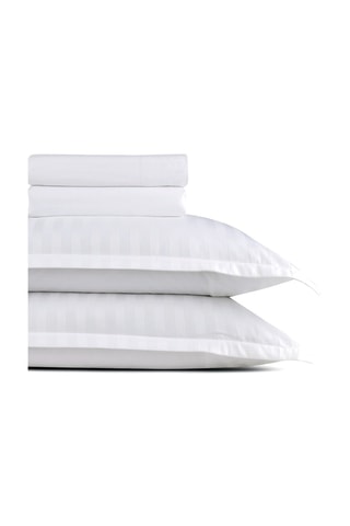 Parure de draps en satin de coton  Dobby - Blanc