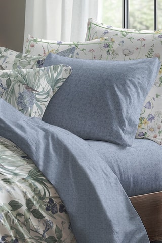 Dubbelzijdige Katoensatijnen Lakenset Jardin du paradis - Wit