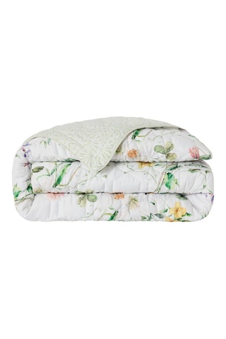 Katoensatijnen Bedsprei Splendeur du printemps - Wit