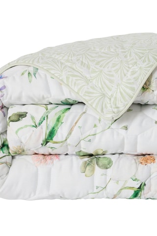 Katoensatijnen Bedsprei Splendeur du printemps - Wit