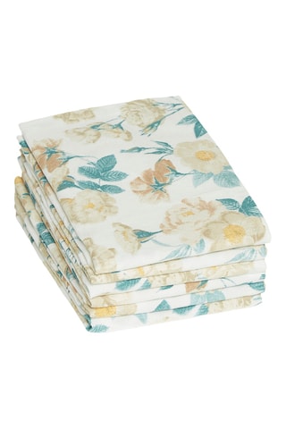 6 serviettes de table Calme floral - Blanc - 40 x 40 cm