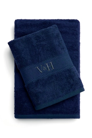 Handdoek en Badlaken Nuage - Donkerblauw - 50 x 100 cm en 70 x 140 cm