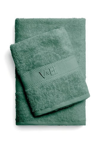 Handdoek en Badlaken Nuage - Groen - 50 x 100 cm en 70 x 140 cm