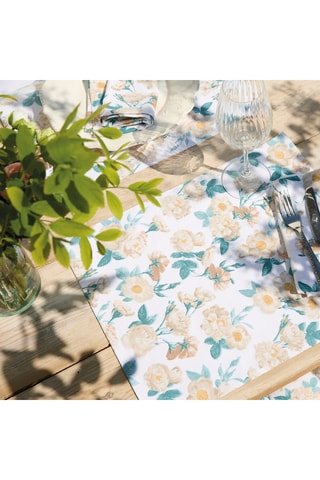 4 sets de table Calme floral - Blanc - 40 x 35 cm