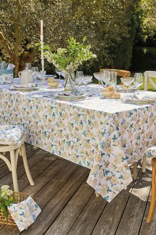 Nappe rectangulaire Calme floral - Blanc