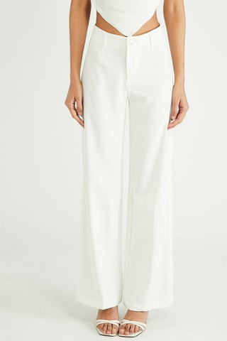 Pantalon wide legs taille haute - Blanc