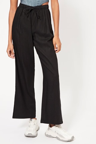 Pantalon wide legs en lin - Noir