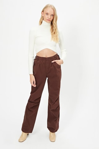 Parachute Broek Hoge Taille Bruin