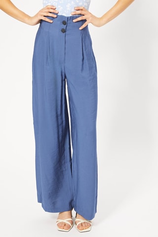 Pantalon wide legs taille haute - Bleu cobalt