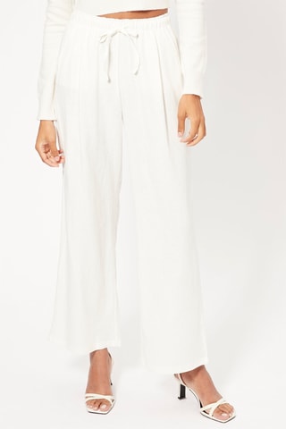 Pantalon wide legs en lin - Blanc