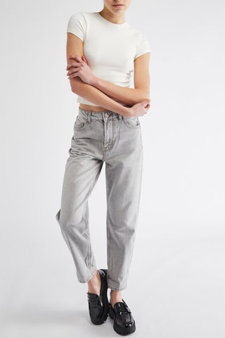 Jean mom taille haute - Gris