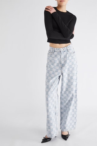 Jean wide legs taille haute - Bleu