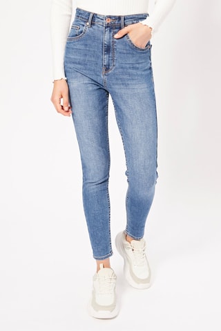 Jean skinny taille haute - Bleu