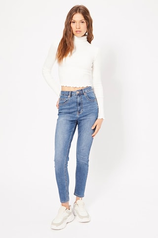 Jean skinny taille haute - Bleu
