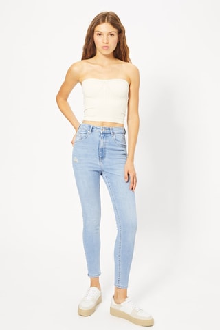 Jean skinny taille haute - Bleu