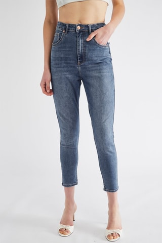 Jean skinny taille haute - Bleu