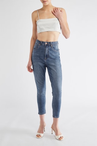 Jean skinny taille haute - Bleu
