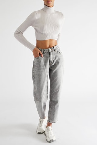 Jean mom taille haute - Gris