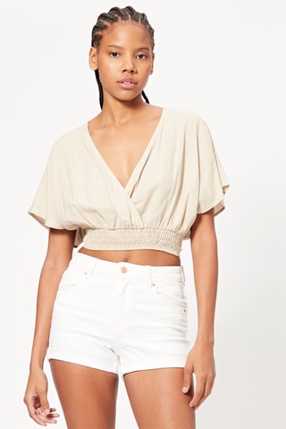 Crop top en lin - Beige