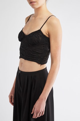 Kanten Crop Top - Zwart