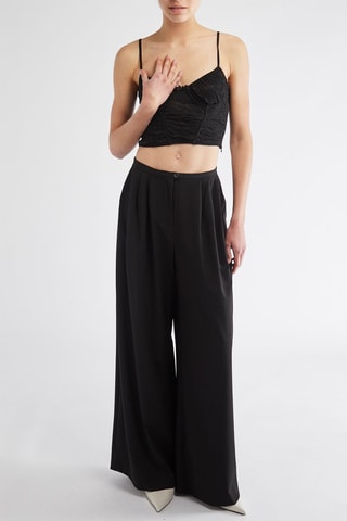 Kanten Crop Top - Zwart