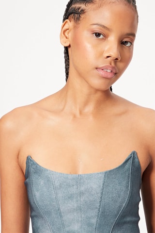 Crop top bustier en jean - Bleu marine