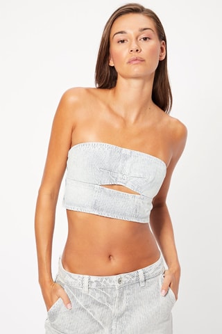 Crop top bustier en jean - Bleu