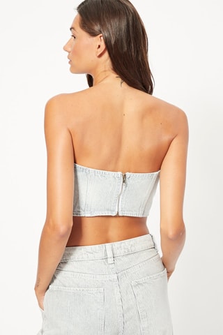 Crop top bustier en jean - Bleu
