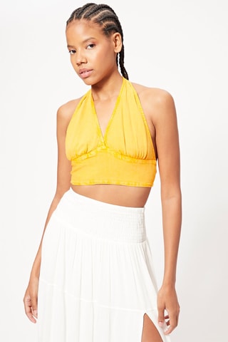 Linnen Crop Top - Geel