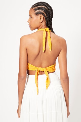 Linnen Crop Top - Geel