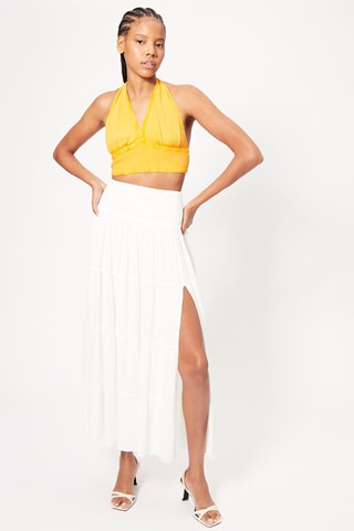 Linnen Crop Top - Geel