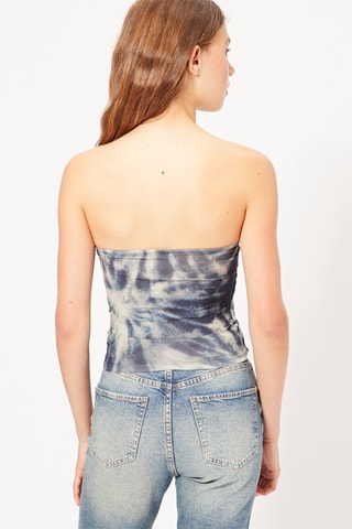 Top bustier en jean tie and dye - Bleu