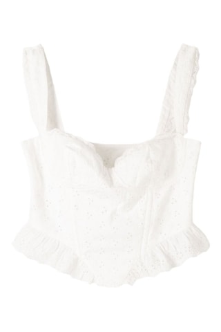 Top en broderie anglaise - Blanc