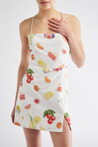 Robe droite en lin - Crème