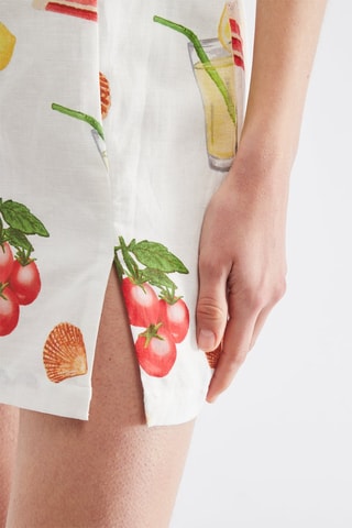 Robe droite en lin - Crème