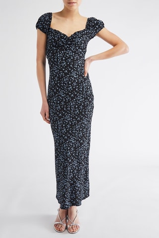 Robe midi - Noir et bleu