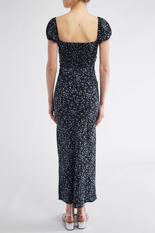 Robe midi - Noir et bleu