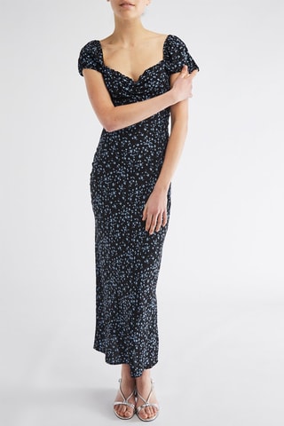 Robe midi - Noir et bleu