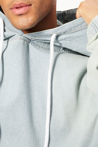 Sweat en denim à capuche - Bleu clair