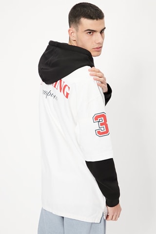 Sweat trompe-l'œil à capuche - Blanc