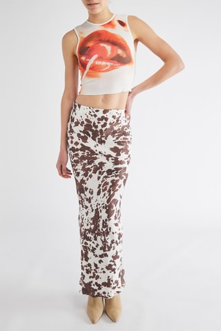 Jupe midi - Ecru et marron