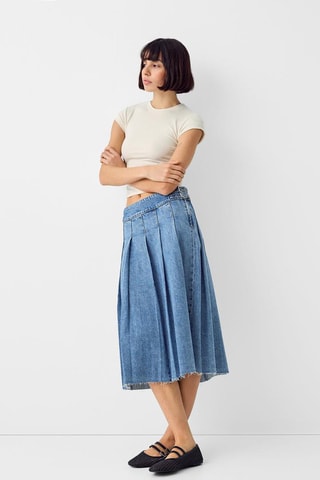 Jupe midi en jean - Bleu