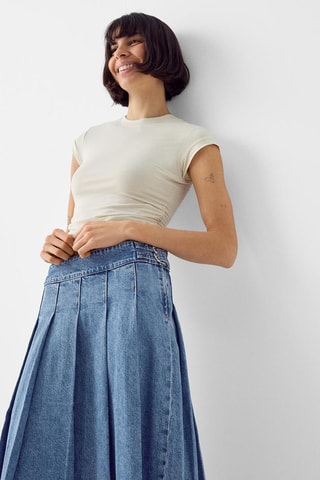 Jupe midi en jean - Bleu