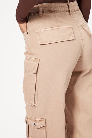 Pantalon cargo taille haute - Marron clair