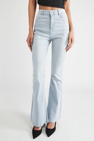 Jean flare taille haute - Bleu clair