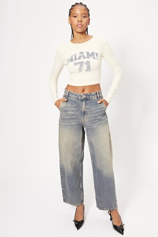 Jean loose taille haute - Bleu