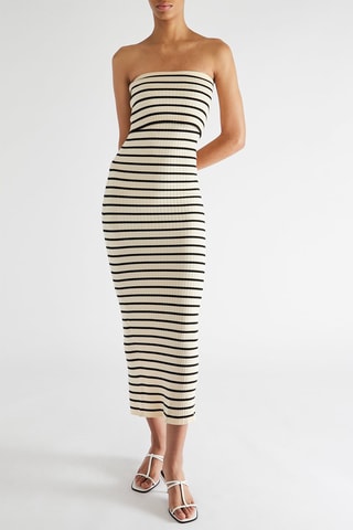 Robe bustier - Beige et noir